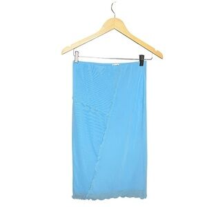NEW LOVEFIRE Sheer Midi Stretch Ribbed Detail Skirt M Juniors Electric Blue